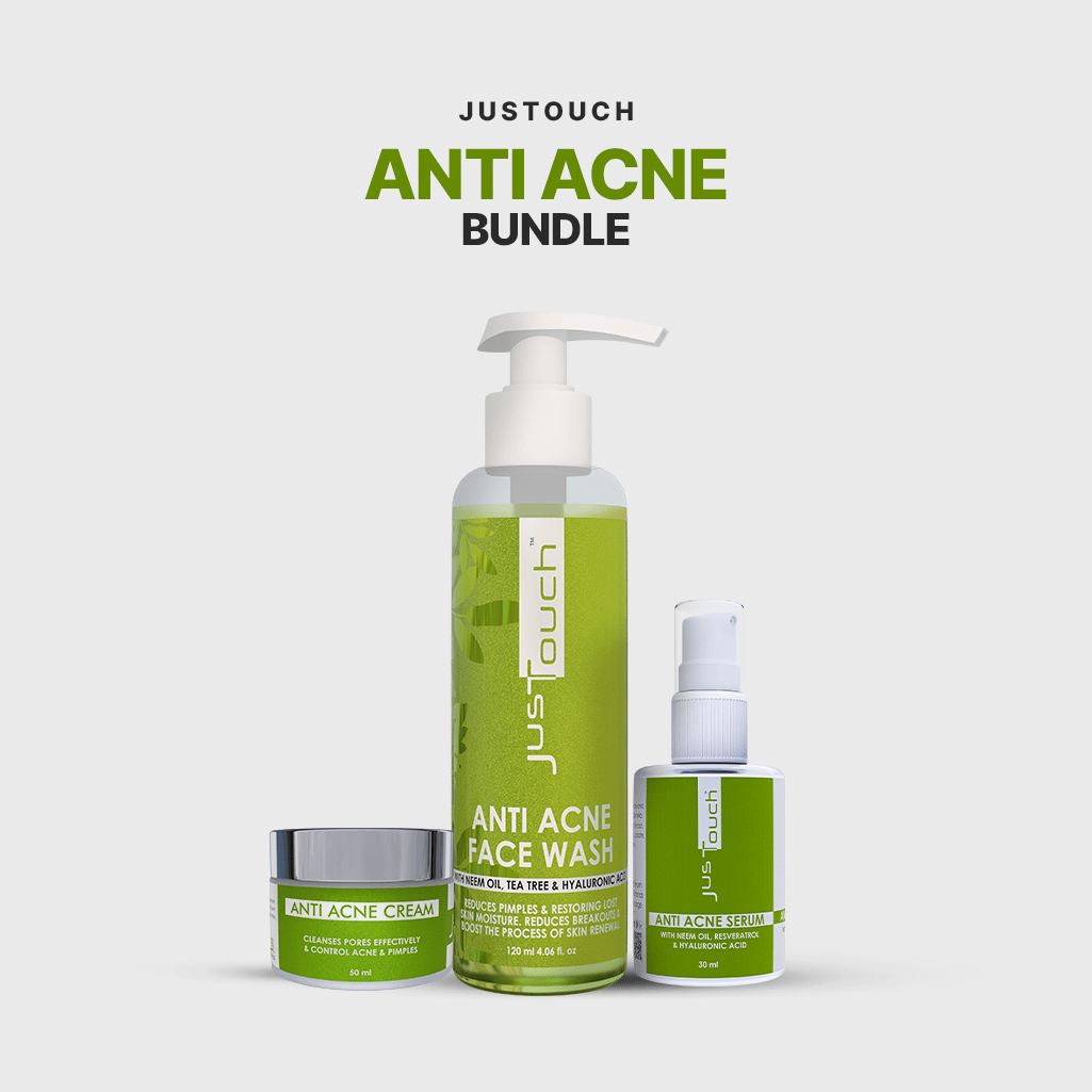 Justouch Anti Acne Bundle with face wash, cream, and serum