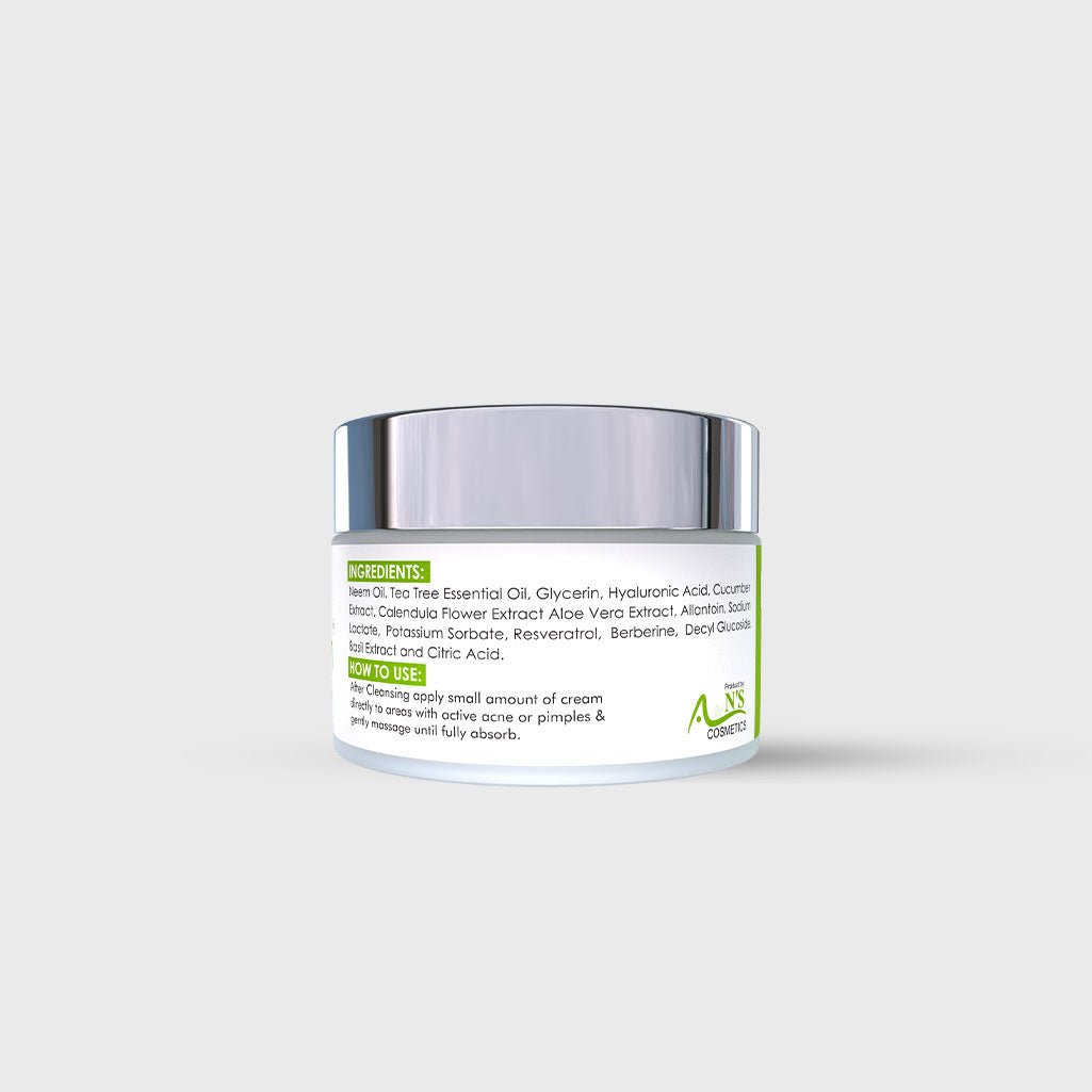 Justouch anti acne jar with green label on a white background