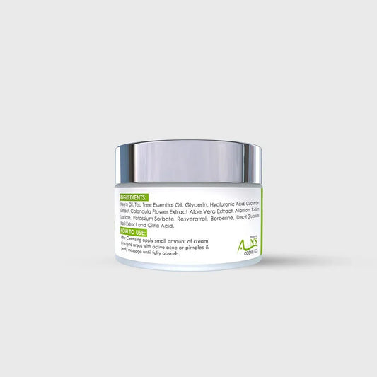 Justouch anti acne jar with green label on a white background