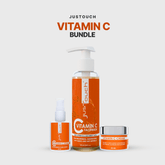 JustTouch Vitamin C skincare bundle with facewash, serum, and cream