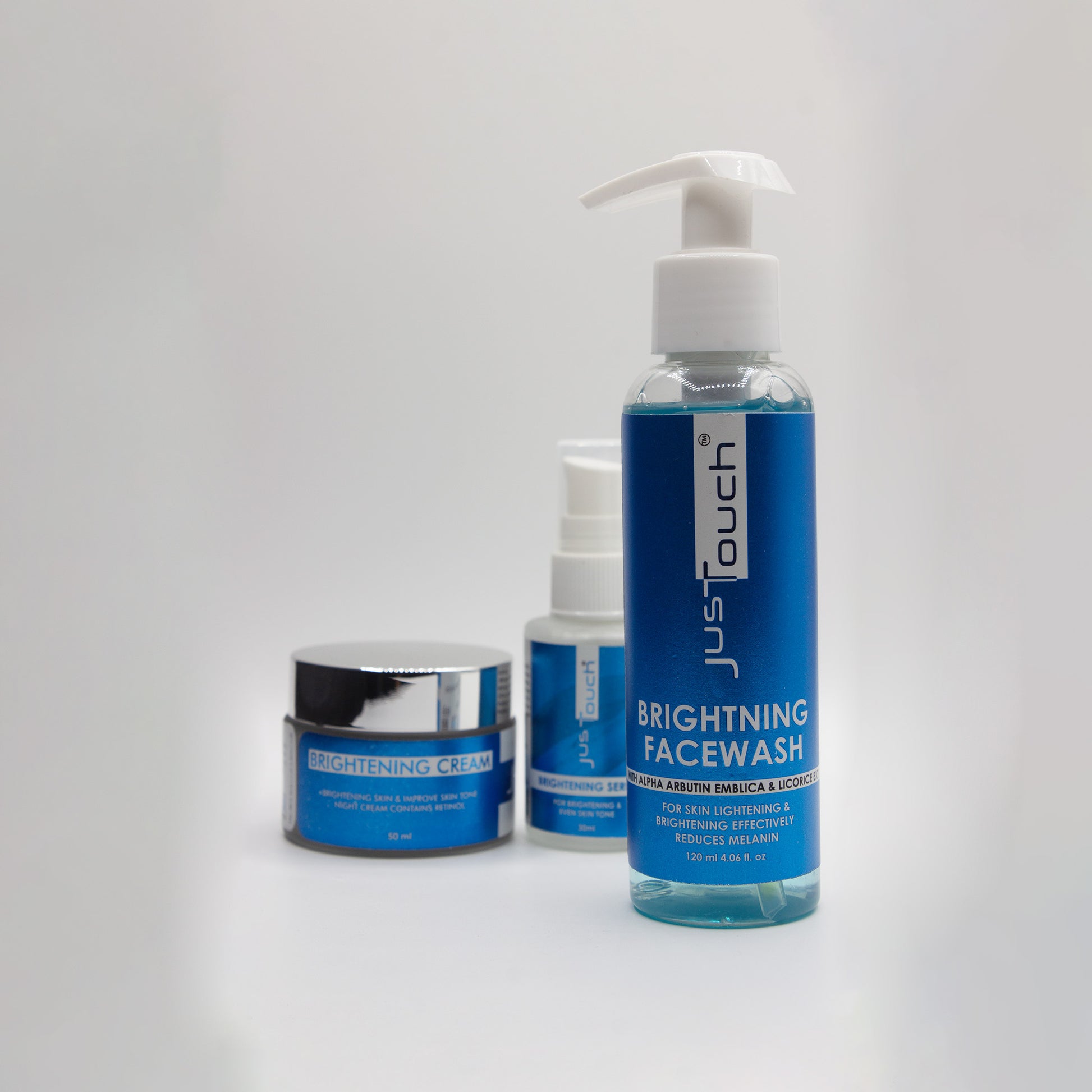 skin whitening cream, serum, and face wash complete brightening skincare kit