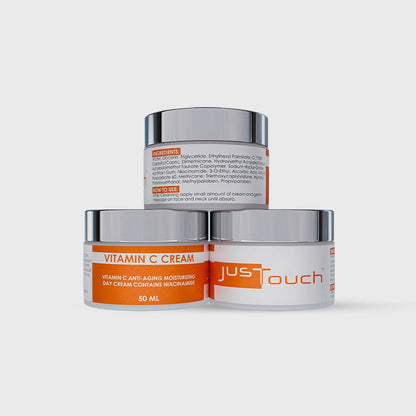 Three jars of Just Touch Vitamin C Cream 
