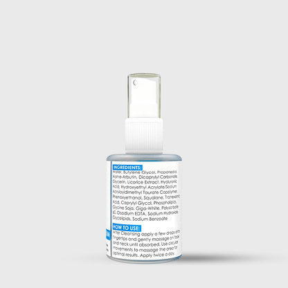 Brightening Serum bottle backside label on a white background