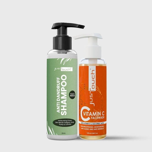 Daily Glow Kit | Vitamin C Face Wash + Anti-Dandruff Shampoo