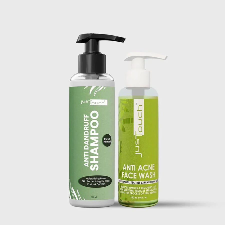JusTouch Clear Care Set on a light gray background