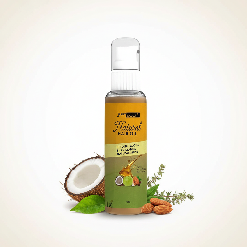 JusTouch Natural Hair Oil bottle
