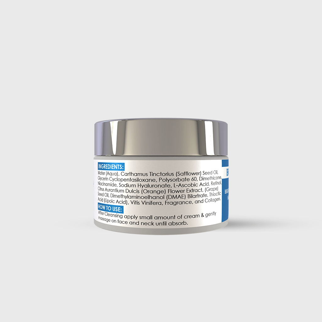 JusTouch brightening cream backside label