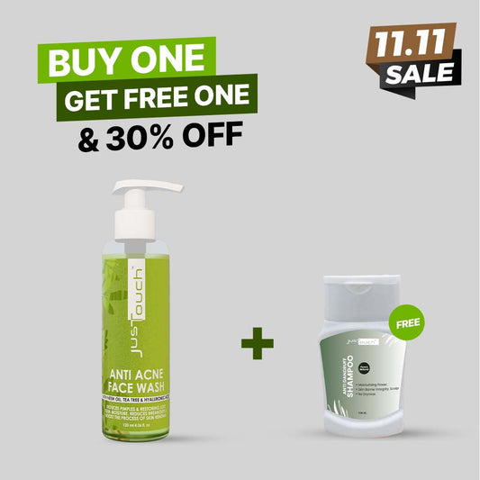 JustTouch Anti Acne Face Wash with Free Anti-Dandruff Shampoo