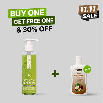 JustTouch Anti Acne Face Wash with Free Moisturizing Lotion