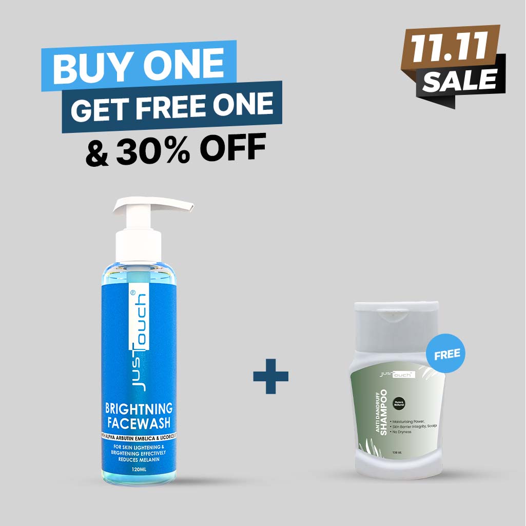 JustTouch Brightening Face Wash with Free Anti-Dandruff Shampoo