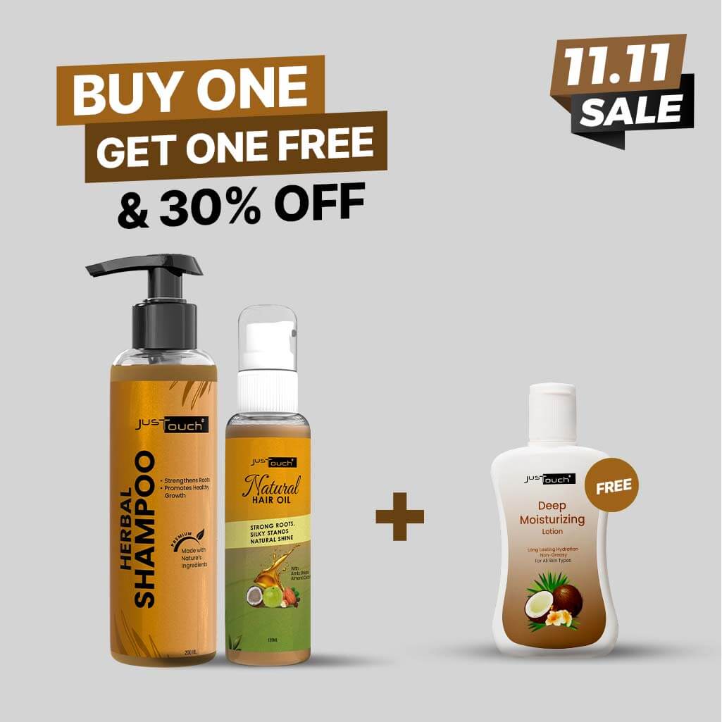 Natural Hair Oil and Herbal Hair Growth Shampoo with free moisturizing lotion