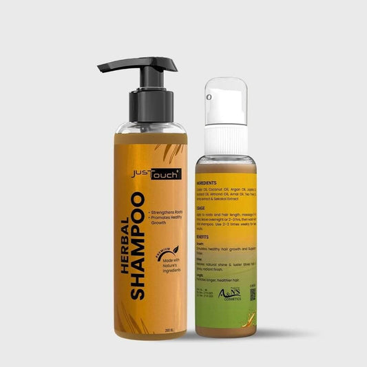 Natural Hair Growth Duo Kit backside | Two bottles of herbal shampoo and conditioner | For Men and Women