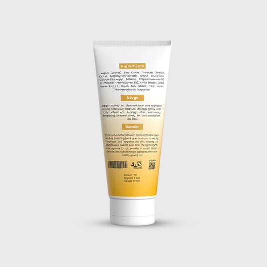 justouch SunBlock Lotion spf 50 with ingredients and benefits listed
