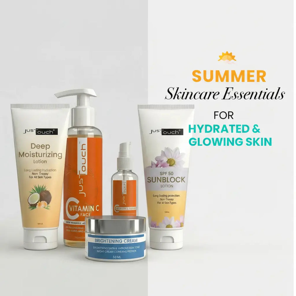 JusTouch Summer Skincare Essentials Set – Organic Skincare Products for Hydration, Brightening & Sun Protection in Pakistan